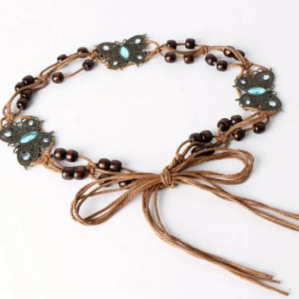 Boho Butterfly Flower Wax Rope Waistband